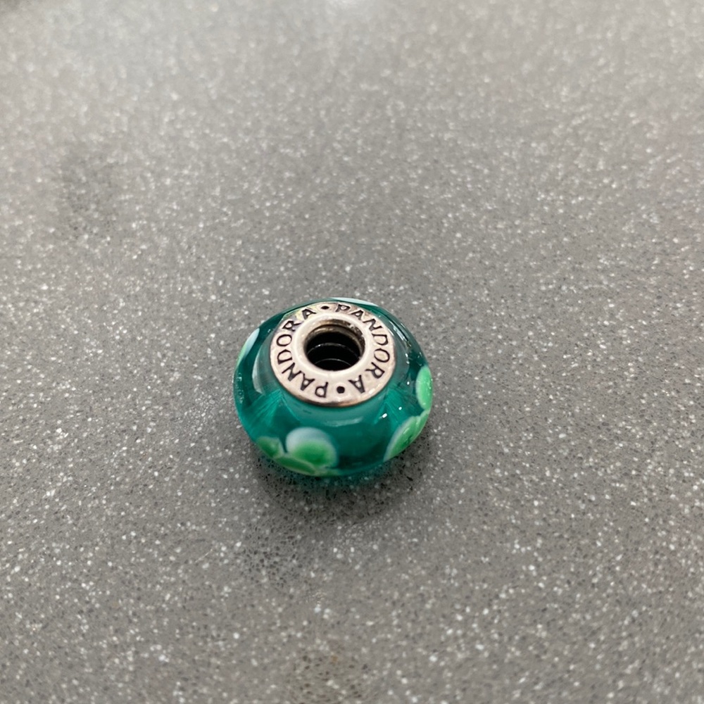 Pandora glass murano charm green and blue